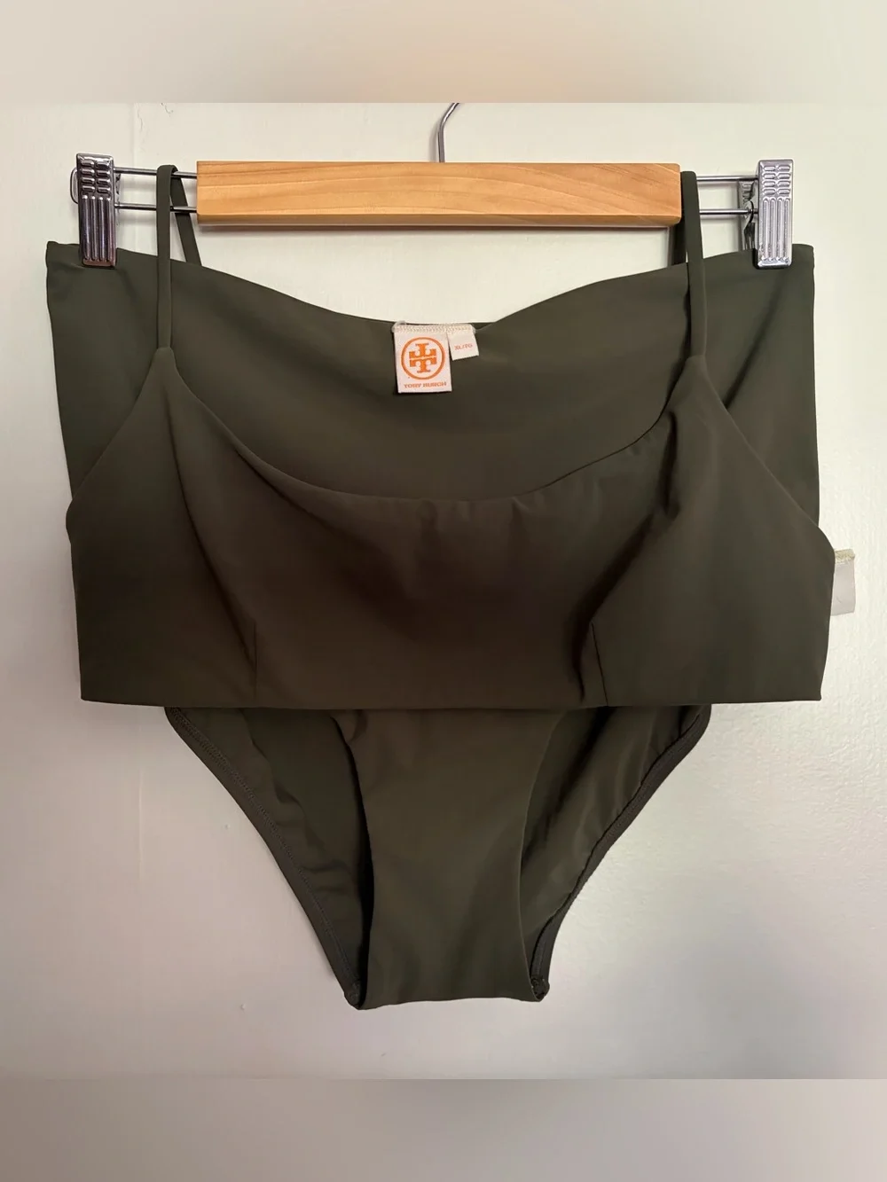 Tory Burch Olive Green High-Waist Bikini Set XL